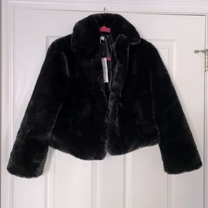 Brand NEW black Topshop faux fur coat!